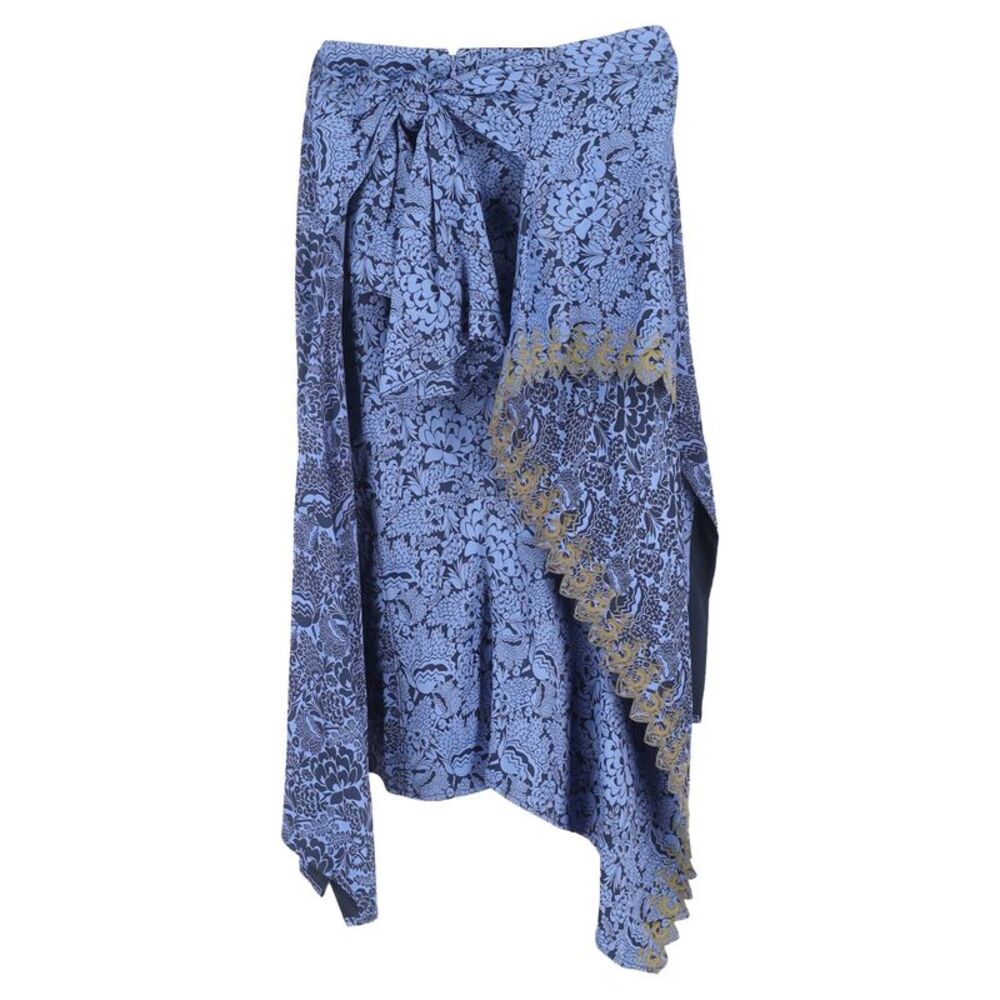 Chloe Floral Asymmetric Skirt in Blue Viscose - Picture 2 of 3